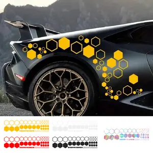 52pcs Honeycomb Car Decals Vinyl Graphics Hexagonal Sticker Combo DIY Body Sticker Cool Shape Car Decor Exterior Accessories