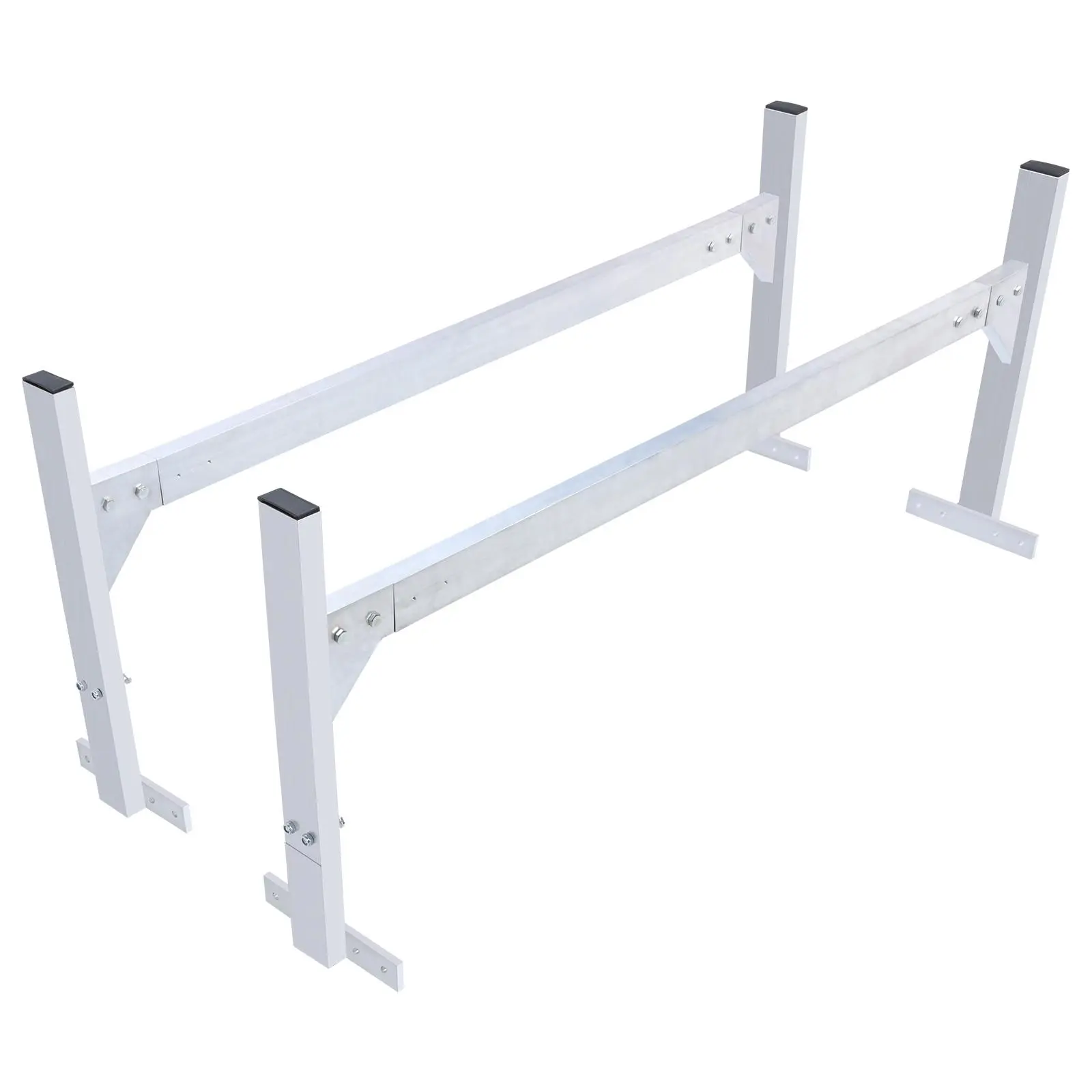 【Summerfinds】VEVOR Van Roof Ladder Rack 2 Bars Aluminum Alloy Roof Ladder Racks181 kg Capacity Rain-Gutter Van Roof RackAdjustable Length 1300-2060 mmVan Ladder Rack for VanCargoTrailer