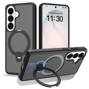 Magnetic 360° Rotating Stand Case for Samsung Galaxy S26 Series（and S25 Plus/S24 Plus）, MagSafe Compatible, Military Grade Shockproof, Full Camera Cover, Slim Non-Slip Design (Orange & Blue & Black & Green)