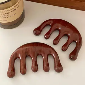 Natural Sandalwood Wide Tooth Comb, 1 Count Multifunctional Hairdressing Comb for Head Meridian Massage, Gua Sha, and Detangling, Head Massagers, Christmas Gift, Body Care Tool