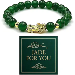 GleamJoy S Jade Bangle Bracelet for Women Green Nephrite Jade Bangle Pixiu Bracelet Chinese Symbol Jewelry Gift for Her Lucky Charm