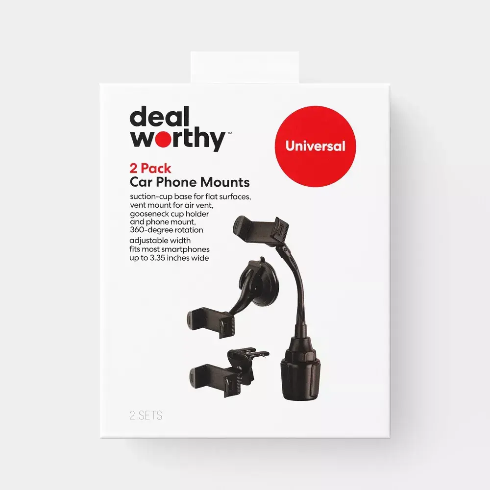 Car Mount (2-in-1) Matte Finish 2 pk - dealworthy Black