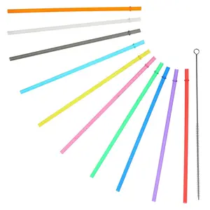 10.5" / Rainbow Colored Replacement Acrylic Straw Set of 10 /With Cleaning Brush