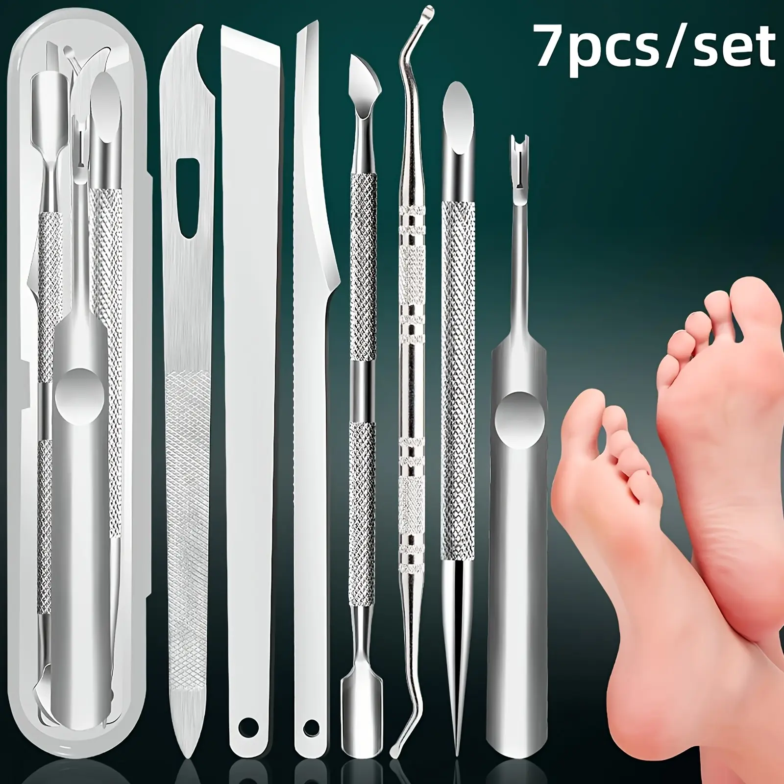 7pcs Precision Cuticle Remover & Trimmer Care Kit - Nail Supplies with File, Cleaner, Unscented - Ideal Gift for Women, DIY Manicure Pedicure Dead Skin Removal Tools (tiktokshopspringglowup, summervibes, summerwins)