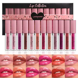 Langmanni 12-Color Lip Gloss Collection| All-Day Wear, Non-Sticky Formula, Plumping & Hydrating, The Ultimate Lip Makeup Gift Set for Any Occasion