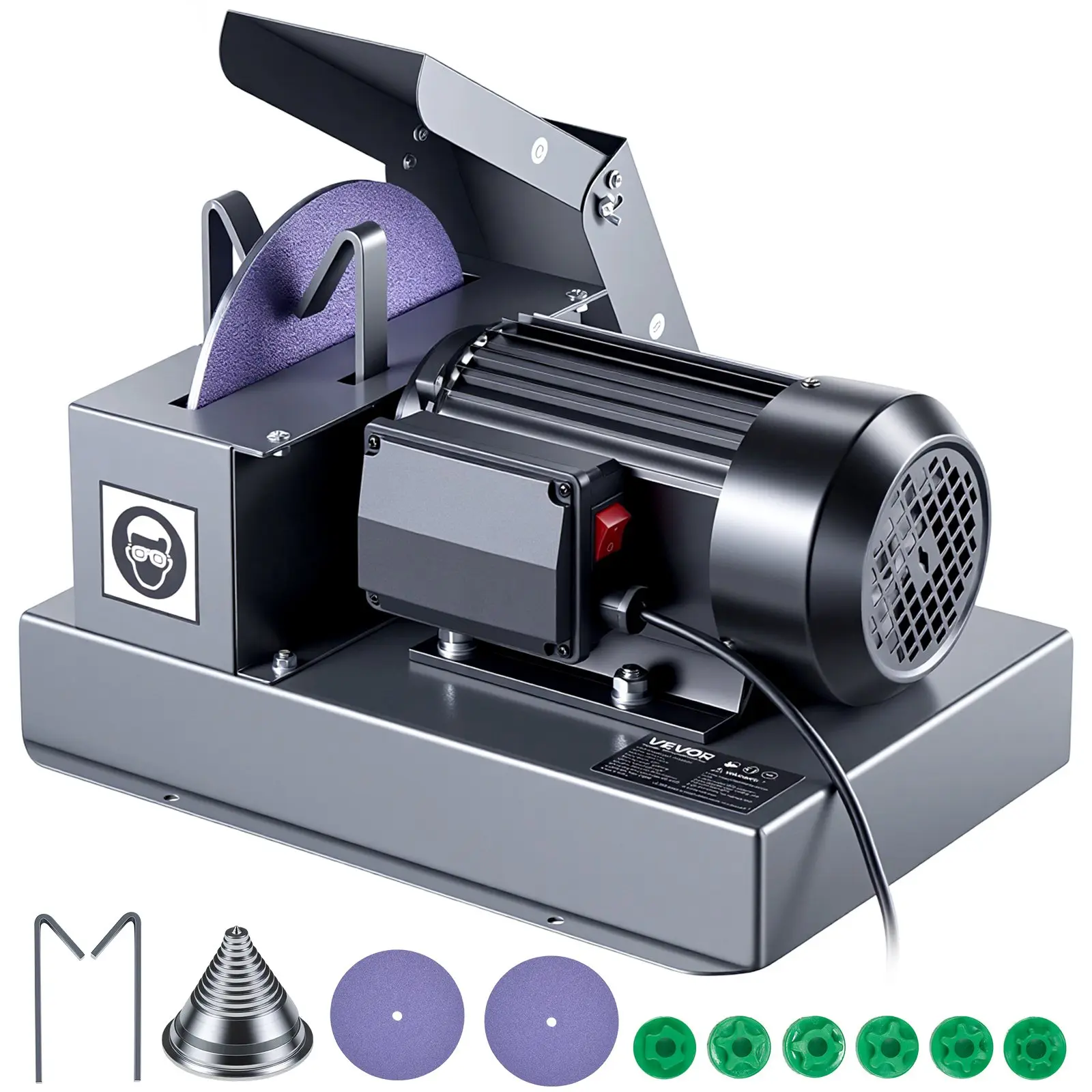 【Summerfinds】VEVOR Lawn Mower Blade Sharpener, 1HP Lawnmower Blades Grinder with 9" Ceramic Grinding Wheel, Grit Collector & Balancer, 30 ° /40 °   Blade Sharpening Machine for High Lift, Low Lift, Gator & Flat Blades
