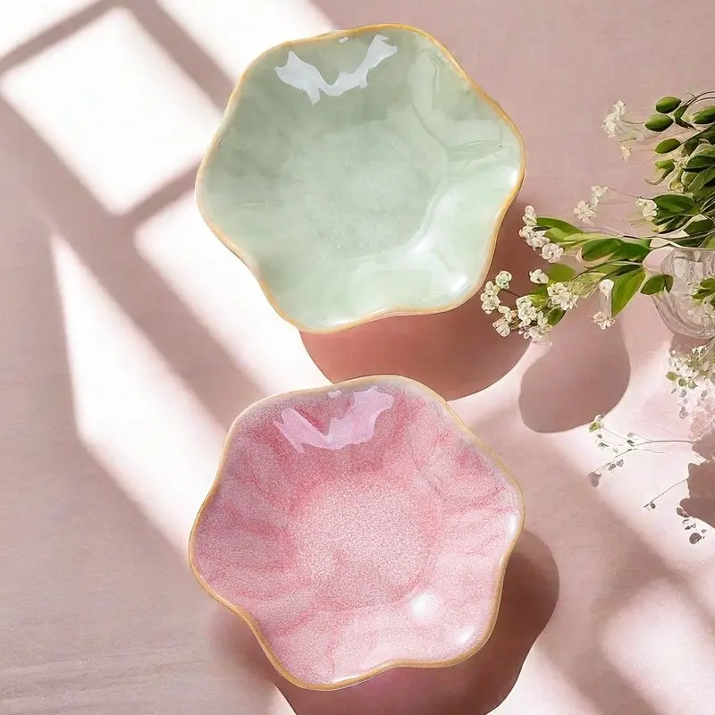Set of 2 Ceramic Decorative Storage Trays, Irregular Shape, Jewelry & Cosmetic Organizer, Home Decor, Bathroom Decoration Accessories, Kitchen Accessories, Bathroom Organization, Bathroom Organizers