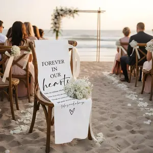 1 piece, 50x15 inches, white 'Forever Remembering Someone' wedding sign, reserved seating wedding chair sign, memorial sign reserved for someone in heaven, wedding ceremony and reception decoration, Home Decoration