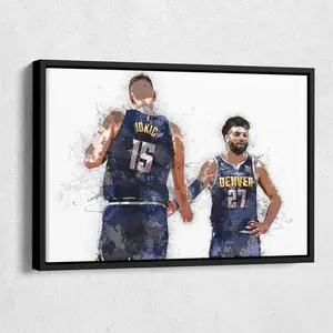 [SALE UP TO 41%] [UNFRAMED] Nikola Jokic and Jamal Murray Poster, Denver Basketball Wall Art for Fans Home Decor and Sports Gift