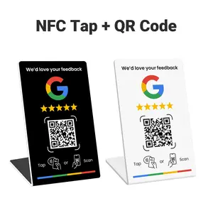 Google Review Stands, NFC Tap & Dynamic QR Code, Easy Setup with Review Link Management, No APP Required, Review Us On Google , Review Sign, Business Stands, Feedback
