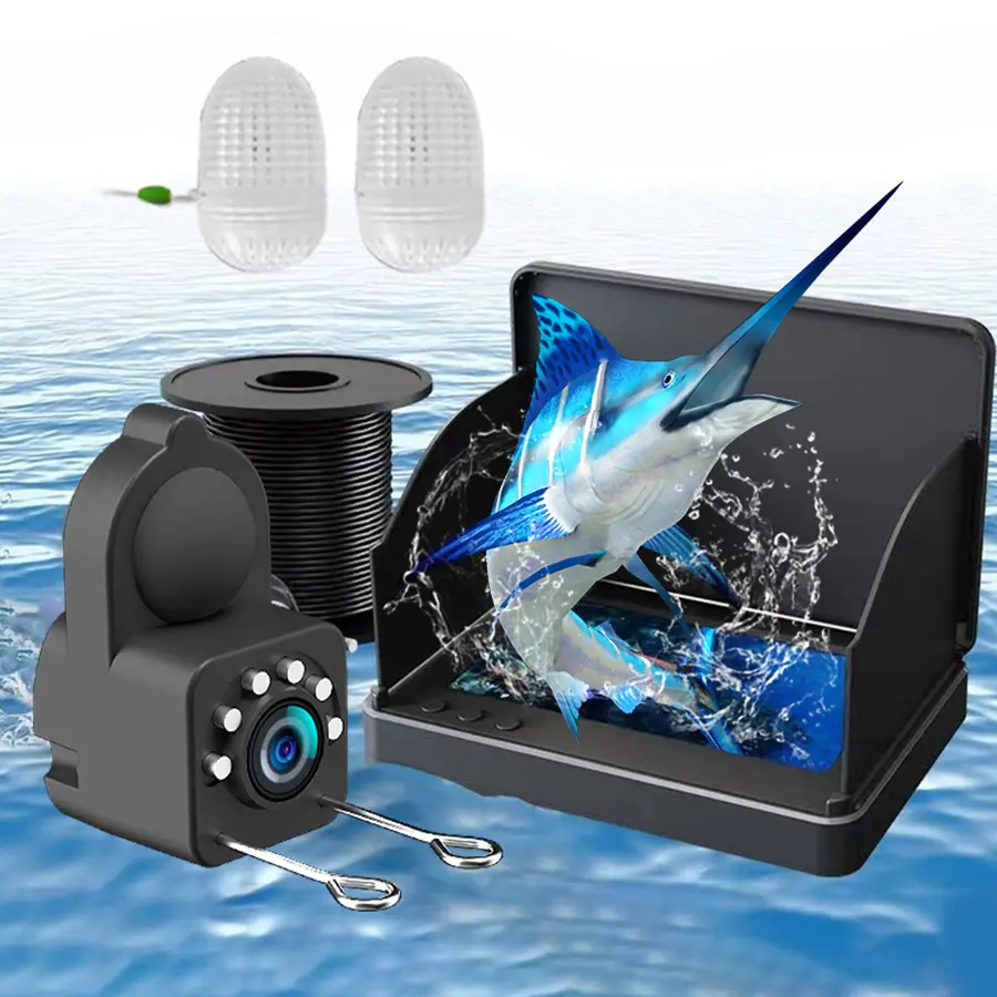 XHJ Underwater HD Fishing Camera with 4.3in 1080P Color Monitor, Waterproof Night Vision Fish Finder, Underwater Fishing Camera Accessories for Sea/River Fishing, Compact Outdoor Gift for Men, Family Fun, See In The Dark, Outdoor Gifts