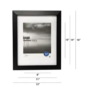 Black 11x14 Matted Picture Frame, Wide Beveled Edge for 8x10 Photos, Tabletop Display