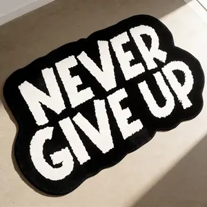 Never Give Up Cloud Shape Carpet, Inspirational Letter Rug, Soft Area Rug, Soft Touch, Multi-Size, Easy Clean, Non-Slip, Living Room Bedroom Decor, Super Soft Rug