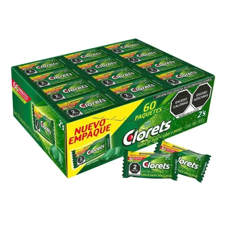 Clorets Mint Flavored Mexican Gum Candy 60 Pieces