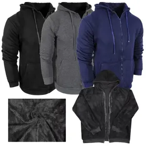 {2-Pack} Men's Sherpa Fleece Lined Full-Zip Hoodies
