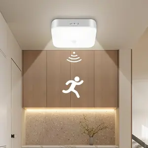Minimalist square ceiling light with motion sensor for corridors, staircases, and bedrooms