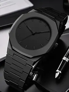 Men's Business Style Simple Plastic Analog Quartz Watch with Silicone Strap, Battery-Powered Three-Hand Dial for Daily Wear, Perfect for Father's Day or Valentine's Day