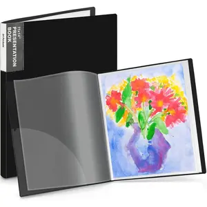 11x14 Binder with Sleeves (Black), 24 Pockets Display 48 Pages, Large Folder with Plastic Sleeves,11x14 Presentation Book with Protector Sleeves,  Art Portfolio 14x11,Clear Pages,Vertical