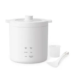 olayks Mini Rice Cooker 2 Cup Uncooked, Small Electric Cooker, with 4 Cooking Functions, 24 Hour Preset and Heat Preservation, Anti Scald Carry Handle