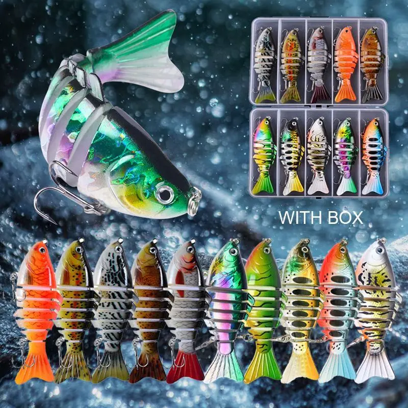 EXCROCK Easy Catch Swimmax with BKK Hooks, Vibrating Actions for More Bites, Lifelike Fishing Lures for Bass Trout Walleye Crappie, Strongest Dyneema Fiber Jointed Swimbaits, Outdoor Lifelike 7 segment Jointed Swimbait, Fishing