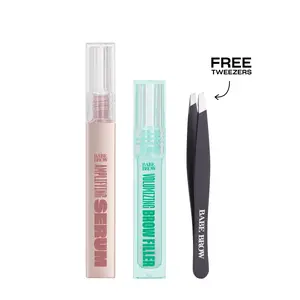 AM/PM Brow Treatment Set, includes Amplifying Brow Serum and Volumizing Brow Filler, Promotes Fuller and Thicker-Looking Brows - Brow Serum with Castor Oil, Biotin, Repairing Amino Acids