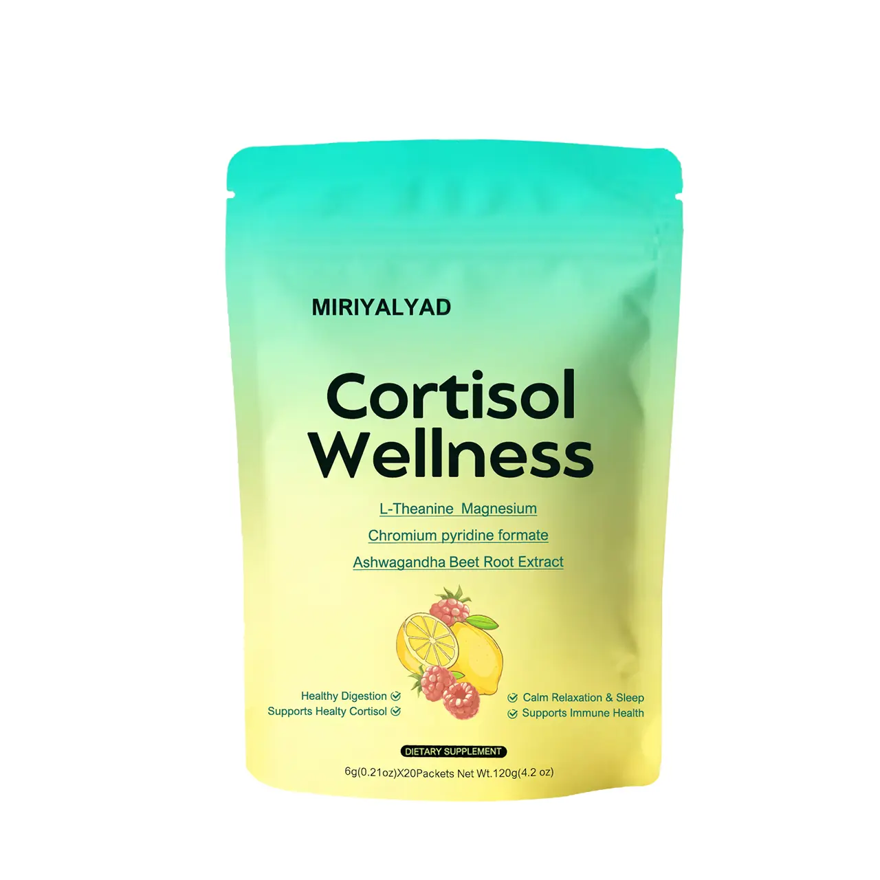 20-Stick MIRIYALYAD Cortisol Wellness Drink Powder – Relaxation & Sleep Support Supplements for Women, Enriched with L-Theanine, Magnesium, Ashwagandha, L-Carnitine & Electrolytes,Healthcare|Vitamin|Natural|Dietary|Edible|Fitness