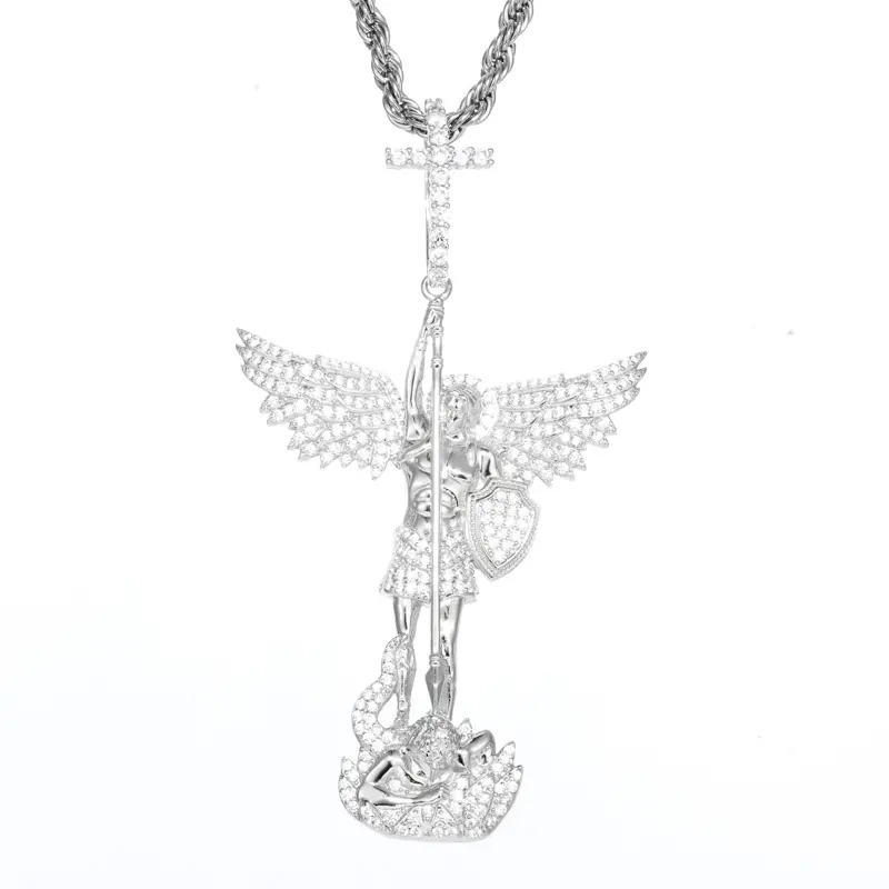 UCCIYO Warrior Angel Pendant P531 18K Gold-Plated Pendant with Lab-Grown Moissanite S925 Sterling Silver Synthetic Moissanite Pendant Necklace for Women Men Hip Hop Jewelry Gift summerwins【#P531】