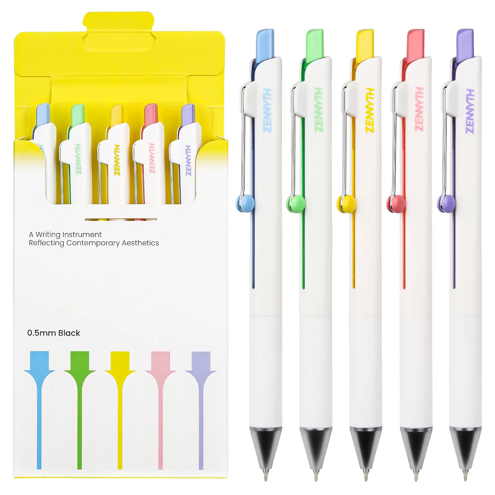 Ddaowanx Fine-Point Note Taking Pens Set - 5 Pcs Gel Pen Body, 0.5mm Quick Dry Black Ink, Smooth Writing Office Stationery for Writing Tasks, College Student Pen, Quick Dry Ink,back to school haul,college school supplies,back to school shopping