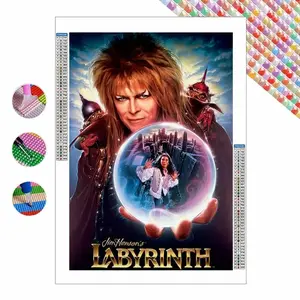 Classic Movie Labyrinth Diamond Painting, Diamond Pattern Design, David Bowie Portrait Movie Character Poster Cross Stitch Kit ,Mosaic Diamond Embroidery Craft Art Home Wall Decoration Handmade Gift