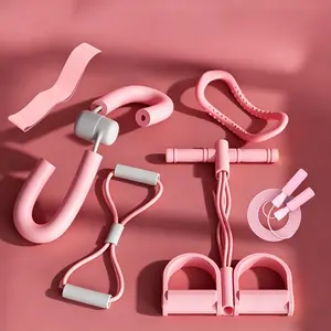 Pink Resistance Bands Set for Women, 6 PCS Home Workout Equipment Kit, Full Body Fitness Exercise Bands Portable Gym Set