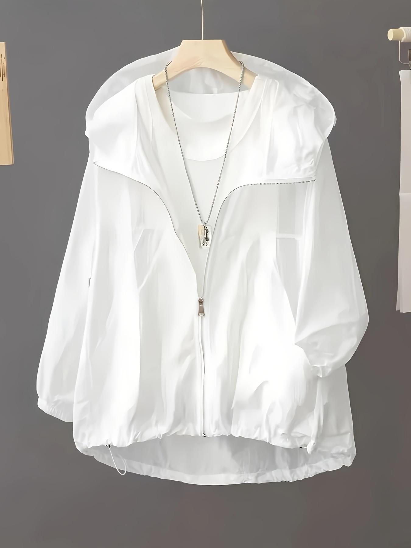 Spring and Summer Solid Color Hooded Sunscreen Jacket- Lightweight, Breathable, Loose-Fitting Open-Back Outdoor Short Sleeve Coat