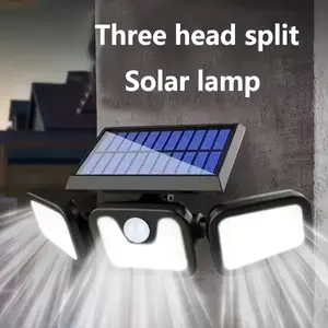 3000 lumens outdoor solar wall light with motion sensor, three heads with 270° wide-angle street area lighting, waterproof safety illumination, three modes, suitable for courtyards, patios, garages, street walls, etc.