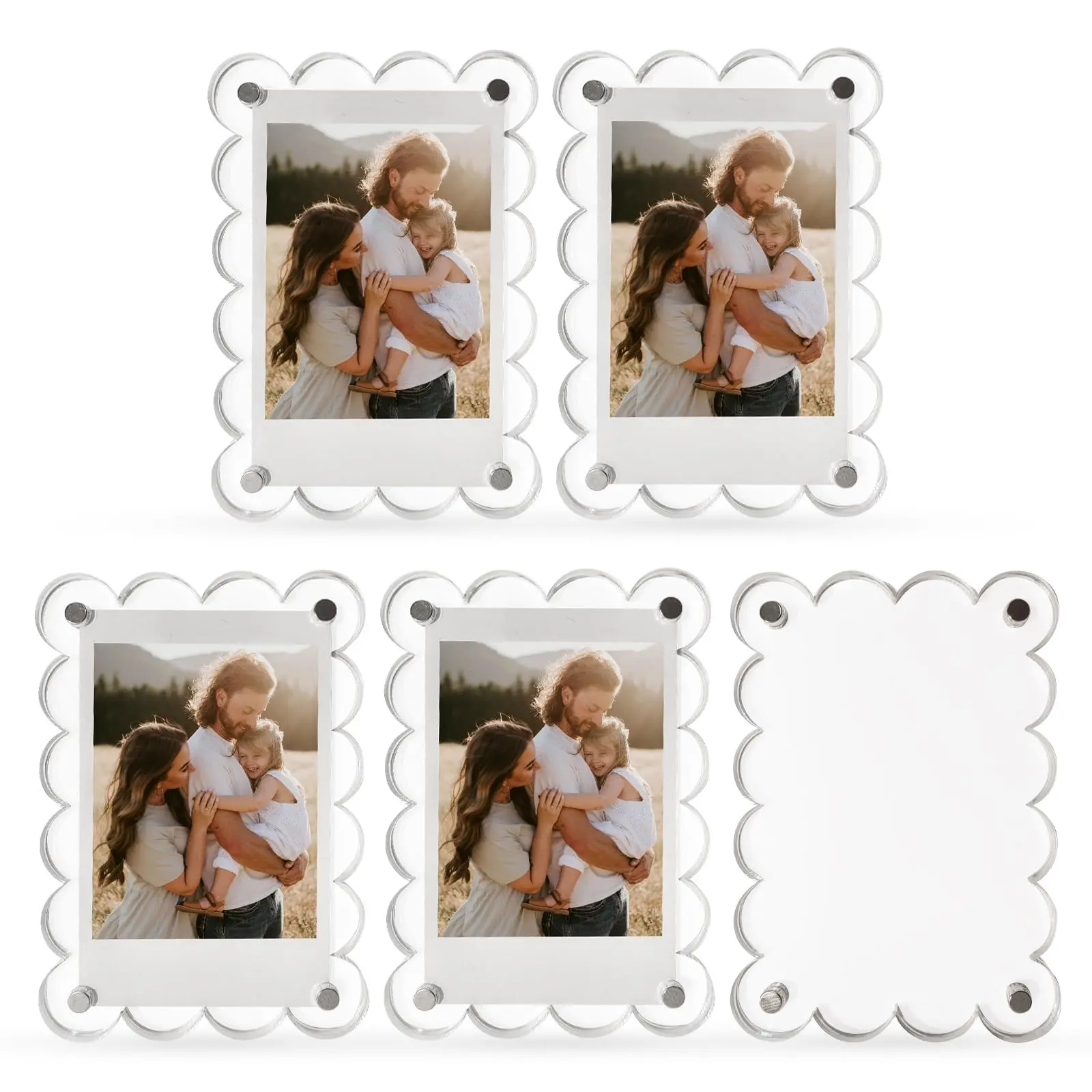 5pcs/10pcs Acrylic Magnetic Picture Frames for Refrigerator, 2.75x3.9 Inch Transparent Sector Frame, Mini Wallet Size Photos Decor, Magnet Picture Frames for Fridge
