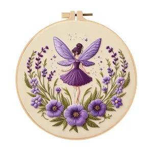 Beginner Embroidery Kit, Elegant Cross Stitch Set, Fairy Style, DIY Embroidery Supplies, Includes Printed Cotton Fabric, Thread, Needle, Chart, Embroidery Craft