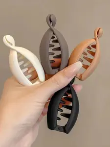 4pcs Simple Plain Banana Shaped Hair Clips, Casual All-match Clip for Party, Fashion Hair Accessories for Daily Use