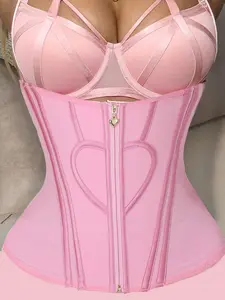 Women's Solid Color Zipper Corset Waist Trainer, Shaping grill, Shapewear for All Seasons，Bi-Level Compression Womenswear Basic