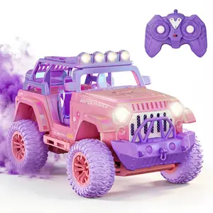 YULONG Pink 1:16 RC Model Car for Girls - 2.4GHz Remote Control Crawler, ABS Plastic All-Terrain SUV, Off-Road Toy with Fog Spray, Butterfly Art, LED Lights, Music, Rechargeable Gift Kit