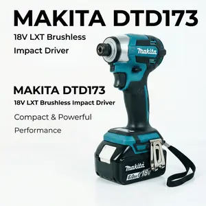 Makita DTD173 18V Brushless Impact Driver, 180Nm Torque, 0-3800IPM for Precision Fastening tool kit set Cordless Drill Household wrench machine power diy garage use great gift workshop repair work