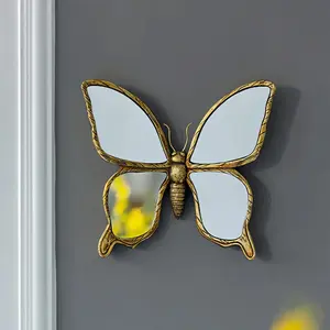 👶 Cute Nursery Wall Art Decoration | Butterfly Mirror Hanging | Gold Whimsical Decor for Girls Room | Fairy Theme Bedroom Accessory | Modern Home Decor