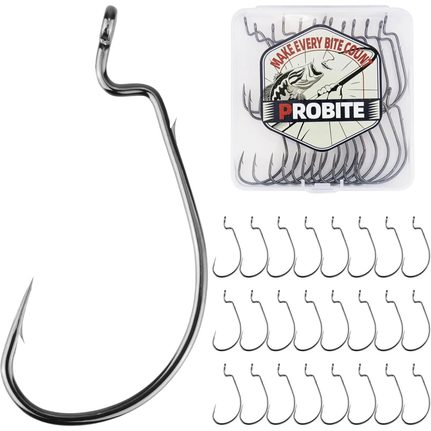 Wide Gap Weedless Hooks - 35-Pack Carbon Steel Outdoor Fishing Equipment, Offset Shank Weighted Swimbait Hooks for Soft Plastics, Bass Fishing in Fresh/Salt Water