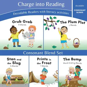 Charge into Reading Decodable Books (Stage 2): 5 Consonant Blends Decodable Readers to Help  and First Grade Beginning Readers Learn to Read (One Blend Type Per Book) - Paperback