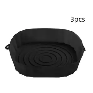 Silicone Air Fryer Liner Pan, 3 Counts Non-stick Reusable Durable Silicone Baking Bowl, Air Fryer Accessories, Essential Kitchen Cooking Tools