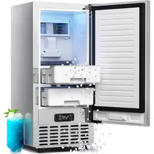 Kismile Under Counter Nugget Ice Maker Machine, 70lbs/Day, Built-in Freestanding Ice Maker, Self-Cleaning & 24H Timer, 18lbs Storage, Commercial Ice Machine for Home & Office