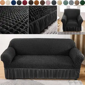 Solid Color Sofa Cover with Tassel, 1 Count Sofa Slipcover, Couch Cover, Sofa Protector for Home Living Room, Sofa Protector for Single to Four Seat Sofa