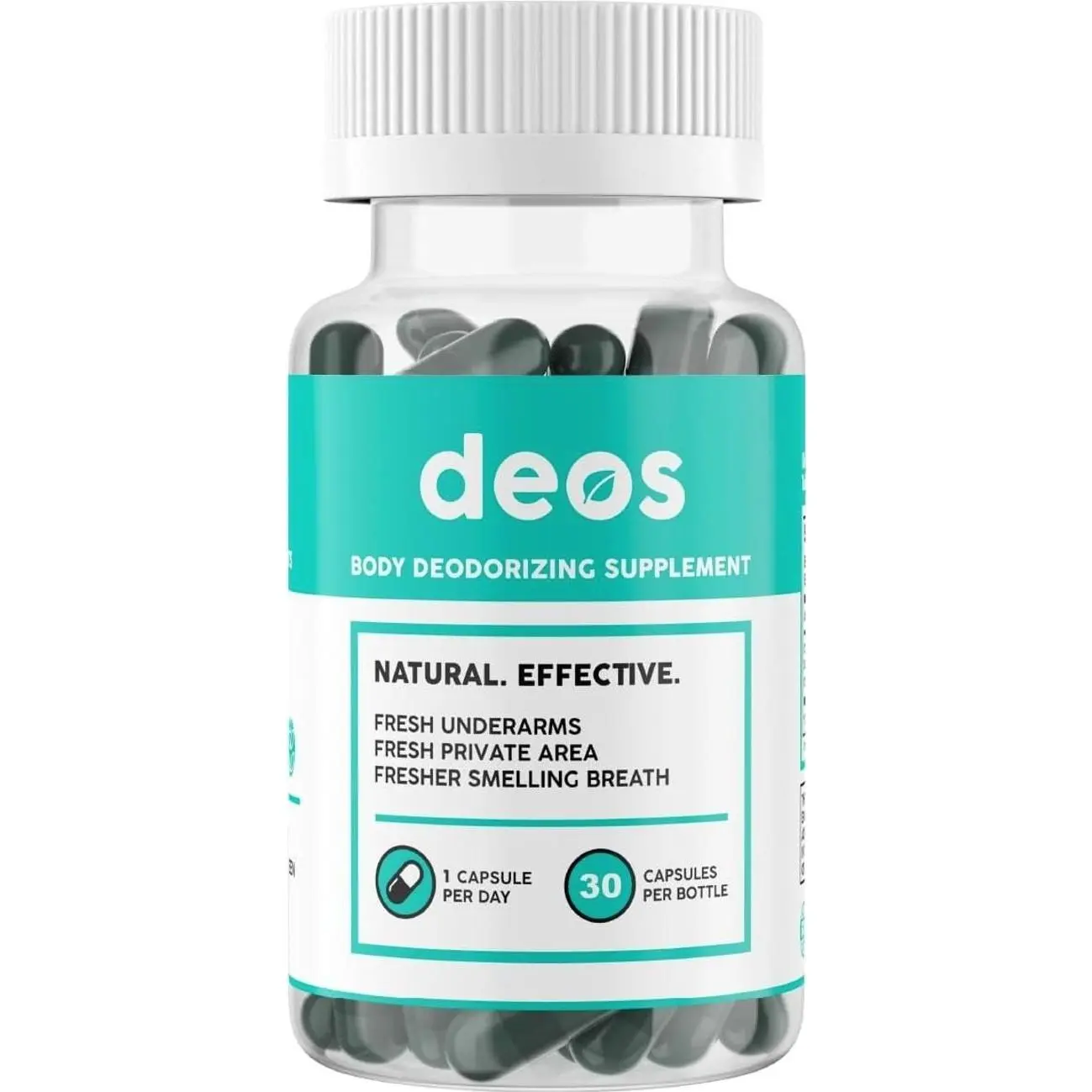 DEOS Internal Deodorant Supplement – Full Body Deodorizer for Gut Health, Skin Health, Detox & Digestion Support – Natural Odor Control Chlorophyll Pills | 30 Capsules