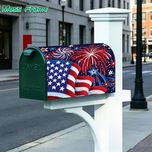 1 Patriotic Magnetic Mailbox Cover, featuring a National Flag and Fireworks Design — Durable Outdoor Decoration for Independence Day and Summer Themes