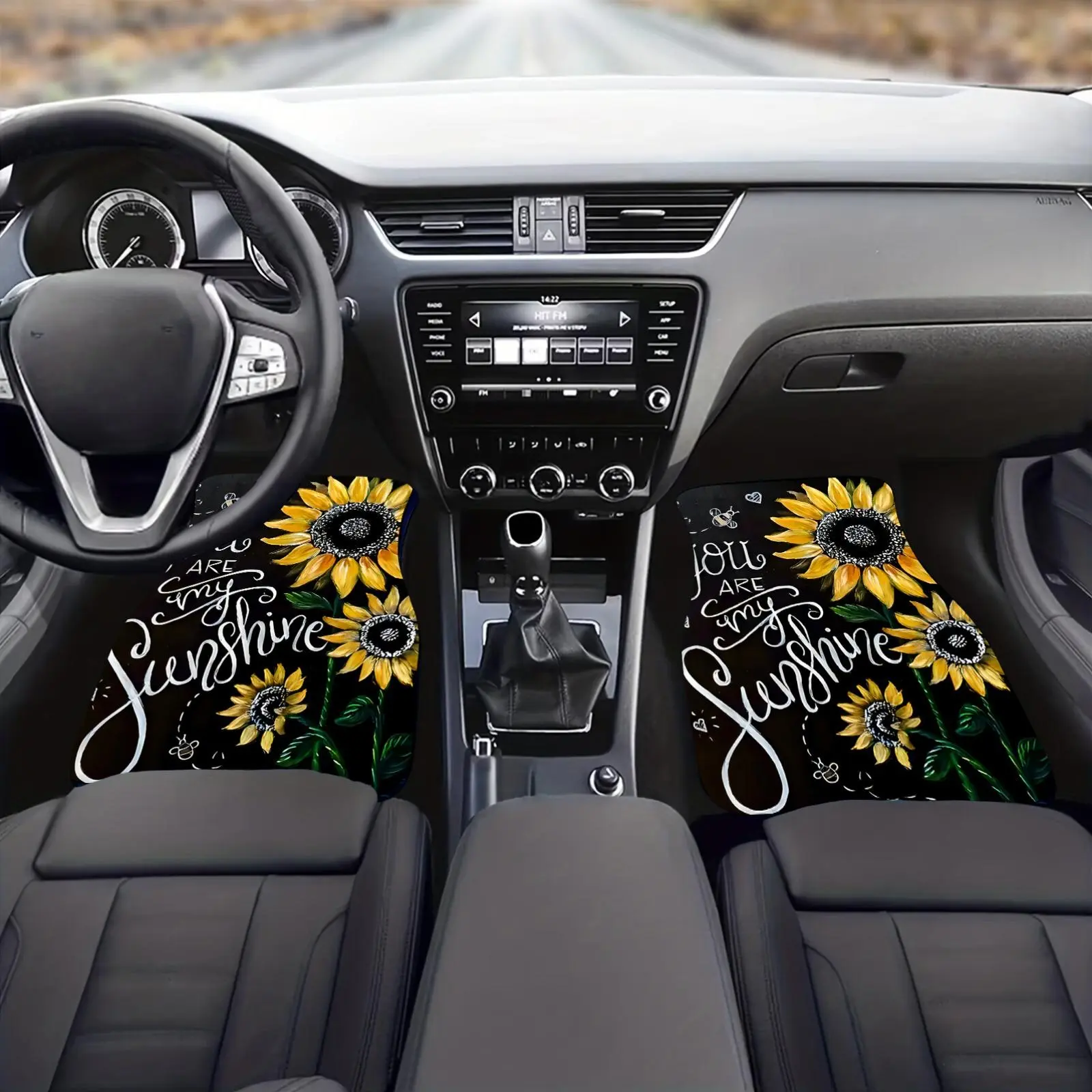 Sunflower Pattern Car Floor Mat, Universal Non-slip Car Floor Mat, All-weather Polyester Vehicle Interior Accessories, Easy To Clean, Floor Mats For Car, Car Mats, Car Accessory