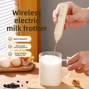 Electric Milk Frother Handheld with 3-Speed Adjustable Whisk, Fast Frothing Coffee Tools, Portable Wireless Foam Maker for Hot & Cold Drinks