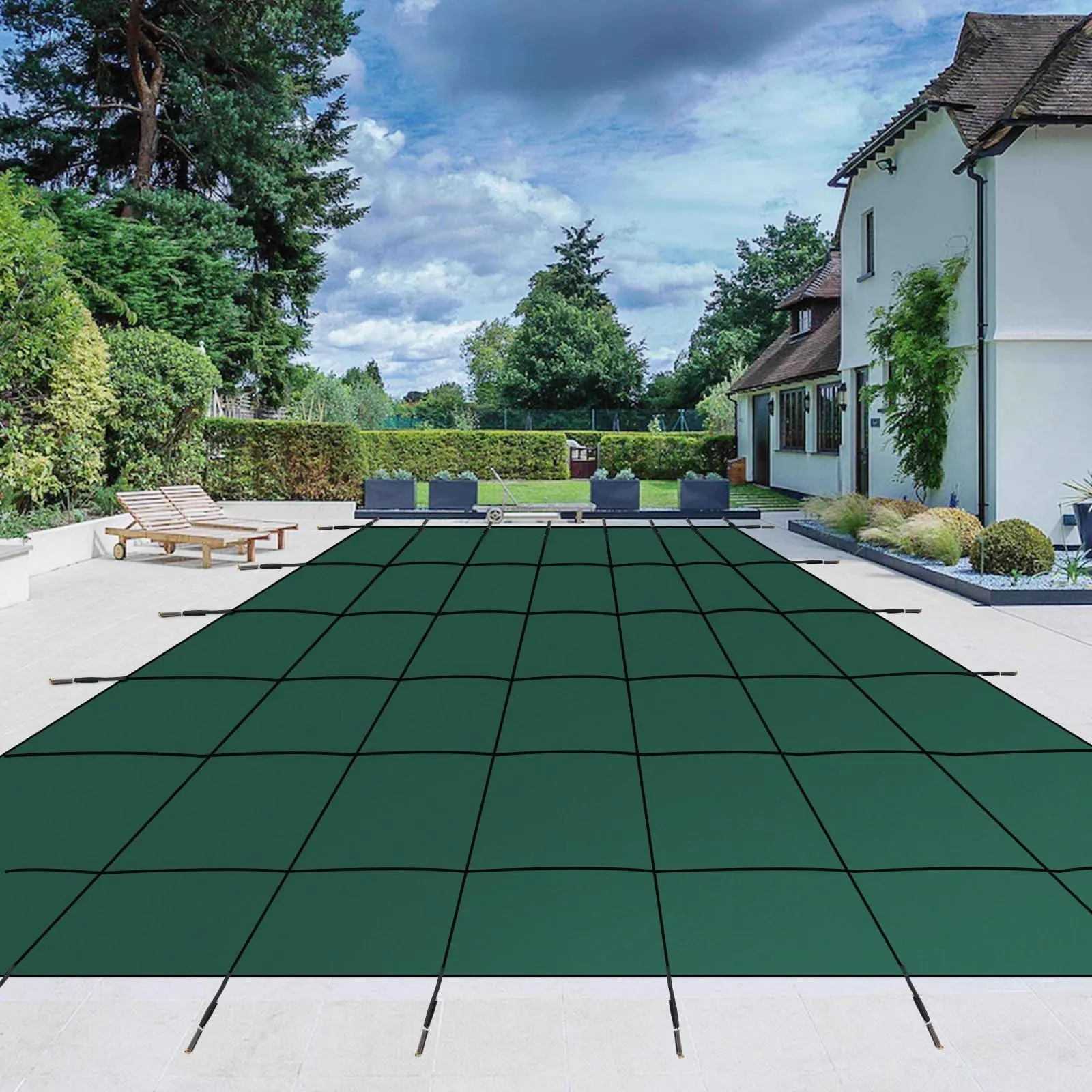 Inground Pool Cover, Rectangle Winter Pool Safety Cover for Inground Swimming Pools, Heavy Duty PP Fabric, Stainless Anchors and Installation Tools