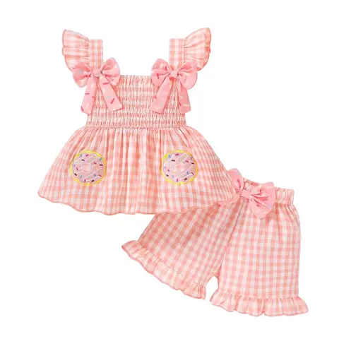 Younger Tree Toddler Girl Cotton Blend 2-Piece Cute Bow Front Sleeveless Dress & Pull-On Ruffled Shorts Outfit Set - Baby Clothing, Toddler Girl Stuff, 12-18 Months Back to School 2026 Essentials, Gift Set